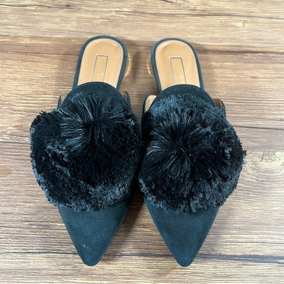 Aquazzura Black Pom Pom Slip-On Miles Flats Women’s Size 6 (36) - Picture 9 of 9